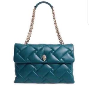 Kurt geiger xxl quilted teal leather shoulder bag.